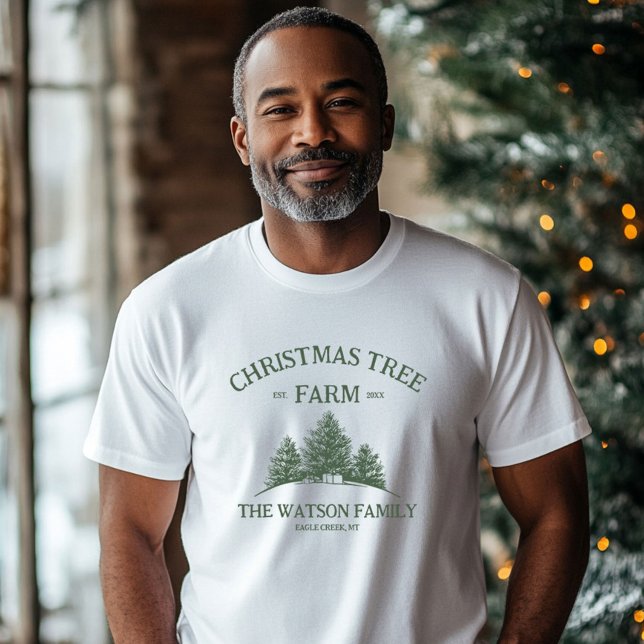 Custom Family Name Christmas Tree Farm Retro T-Shirt (Creator Uploaded)