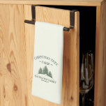 Custom Family Name Christmas Tree Farm Retro Tea Towel<br><div class="desc">Add a festive flair to your kitchen with this custom holiday towel! Featuring your family name and a retro Christmas tree farm design in sage green,  it's perfect for holiday cooking and cosying up your space.</div>