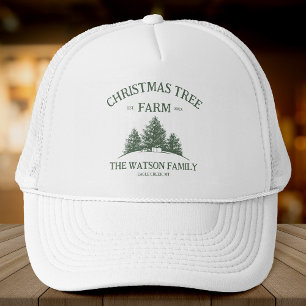 Custom Family Name Christmas Tree Farm Retro Trucker Hat