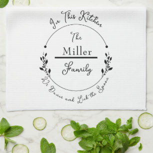 Custom Family Name Circle Design Tea Towel