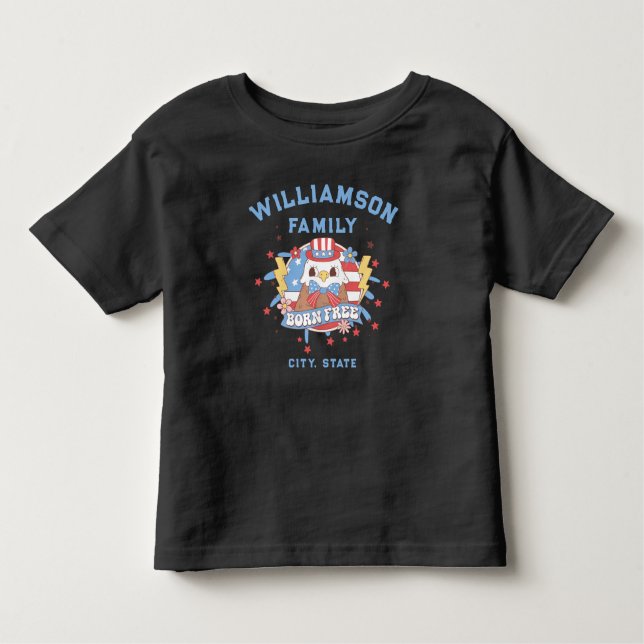 Custom Family Name City State Location Born Free Toddler T-Shirt (Front)