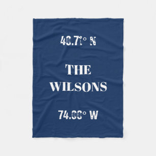 Custom Family Name Coordinates Fleece Blanket