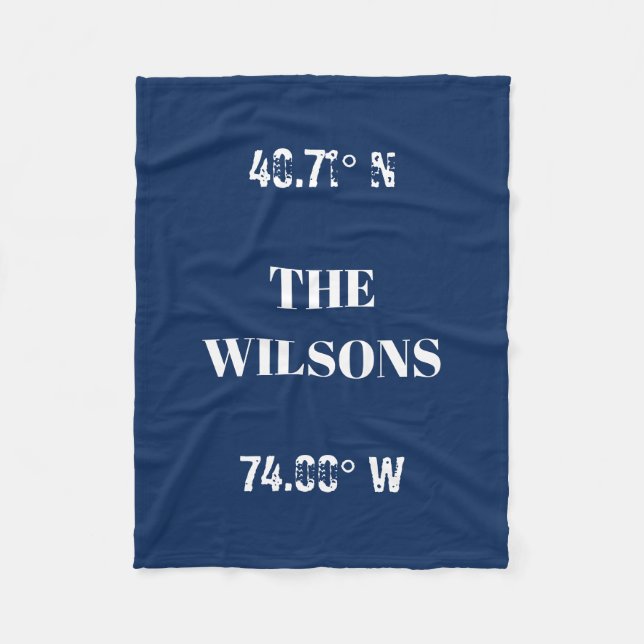 Custom Family Name Coordinates Fleece Blanket (Front)