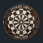 Custom Family Name Dartboard<br><div class="desc">Elevate your game nights with our custom family wood effect dartboard, designed to bring a personal touch to your home. This unique dartboard allows you to proudly display your family name and location, making it not just a game but a cherished family heirloom. Ideal for gatherings, backyard parties, or simply...</div>