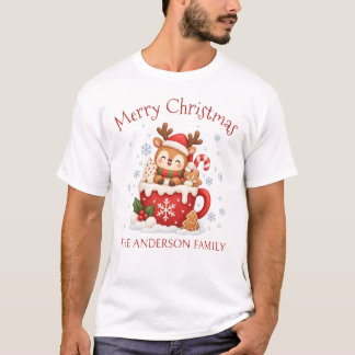 Custom Family Name Deer Christmas Men's T-Shirt
