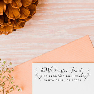 Custom Family Name Hand-Lettered Script & Address Self-inking Stamp