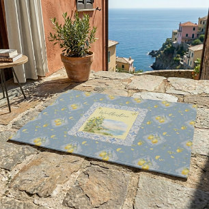 Custom Family Name Italian Watercolor Scenic Tile  Doormat