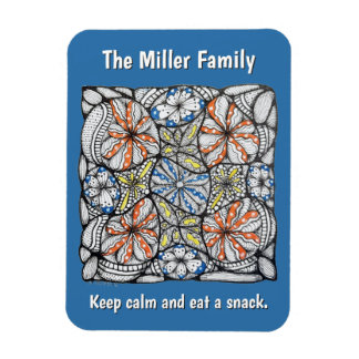 Custom Family Name Keep Calm and Eat a Snack Flora Magnet