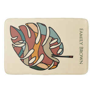 Custom Family Name Leaf Serene Savanna Bath Mat