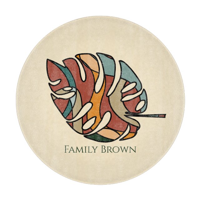 Custom Family Name Leaf Serene Savanna Cutting Board (Front)
