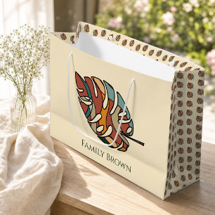Custom Family Name Leaf Serene Savanna Large Gift Bag