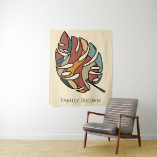 Custom Family Name Leaf Serene Savanna Tapestry
