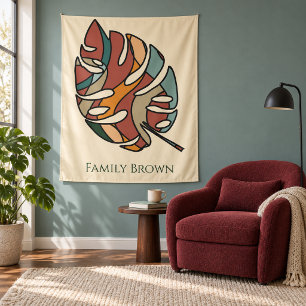 Custom Family Name Leaf Serene Savanna Tapestry