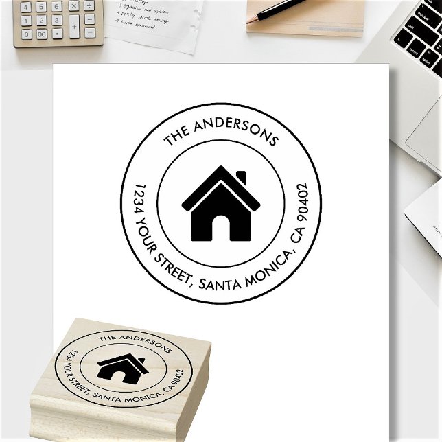 Custom Family Name Logo Modern Return Address Rubber Stamp (Creator Uploaded)