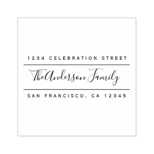 Custom Family Name | Modern Return Address Rubber Stamp