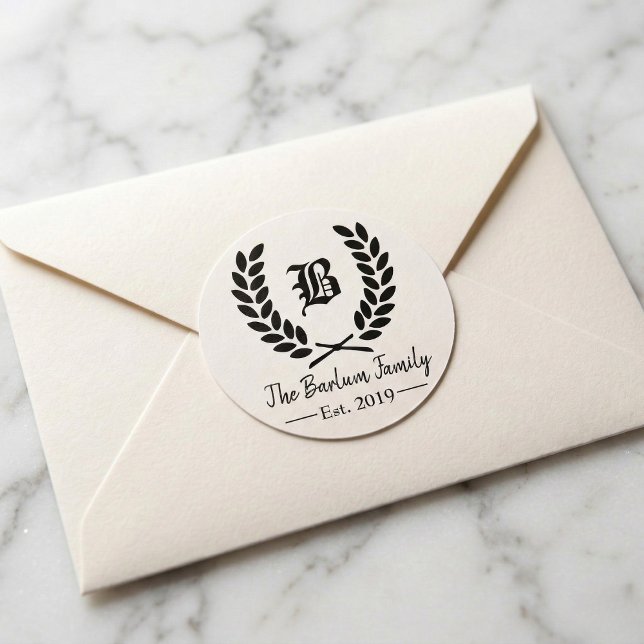 Custom Family Name Monogram Classic Round Stickers (Custom Family Name Monogram Classic Round Stickers)