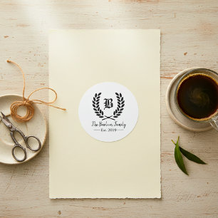 Custom Family Name Monogram Classic Round Stickers