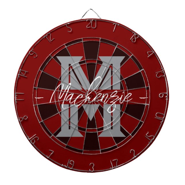 Custom Family Name Monogram Grey Dartboard (Front)