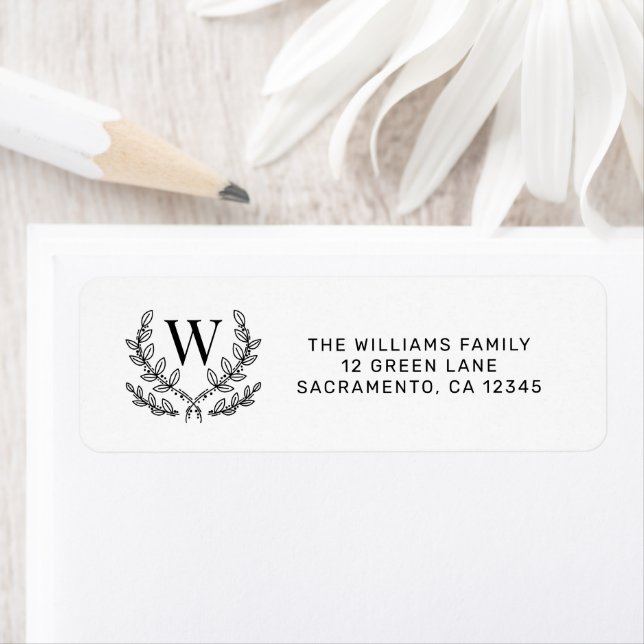 Custom Family Name Monogram Return Address Return Address Label (Insitu)