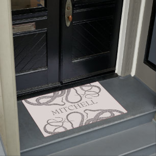 Custom family name nautical octopus kraken II  Doormat