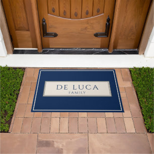 Custom Family Name Navy Blue Doormat