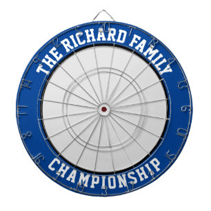 Custom Family Name Personalised Blue Dartboard