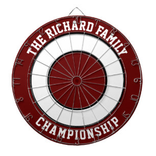 Custom Family Name Personalised Dark Red Dartboard