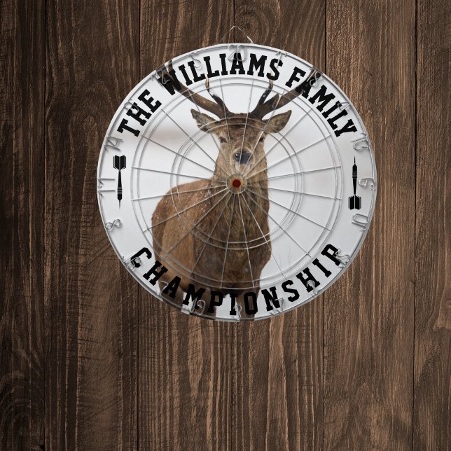 Custom Family Name Personalised Deer Photo Dartboard (Creator Uploaded)