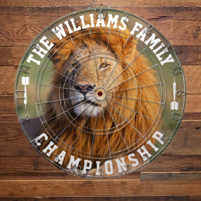 Custom Family Name Personalised Lion Photo Dartboard (Creator Uploaded)