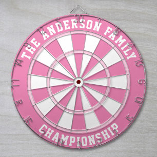 Custom Family Name Personalised Pink Dartboard