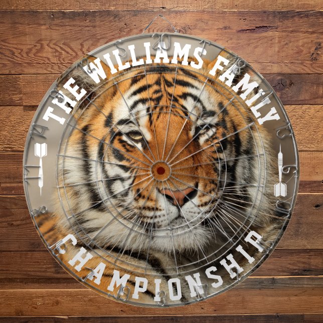 Custom Family Name Personalised Tiger Photo Dartboard (Creator Uploaded)