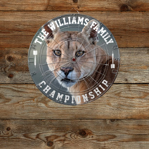Custom Family Name Personalized Cougar Photo Dartboard