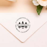 Custom Family Name Pine Tree Return Address