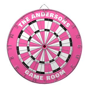 Custom Family Name Pink Black Dartboard