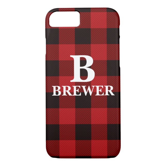 Custom Family Name Red Tartan iPhone Case (Back)