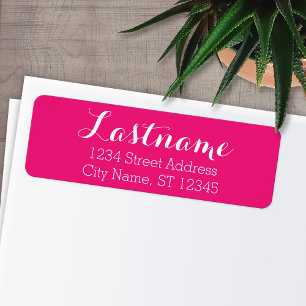 Custom Family Name Return Address Whimsy Hot Pink Label