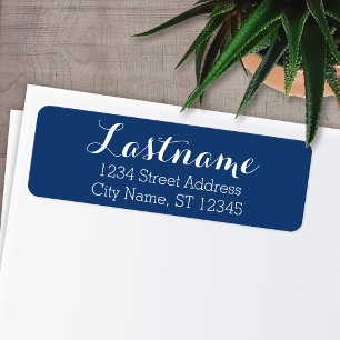 Custom Family Name Return Address Whimsy Navy Blue Label