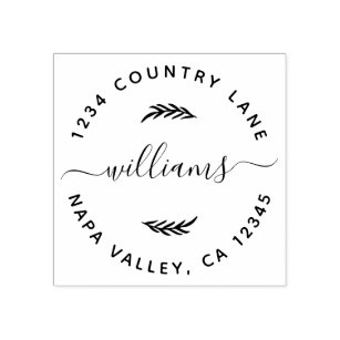 Custom Family Name Round Return Address Rubber Stamp