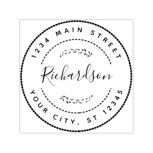 Custom Family Name Round Return Address Self-inking Stamp