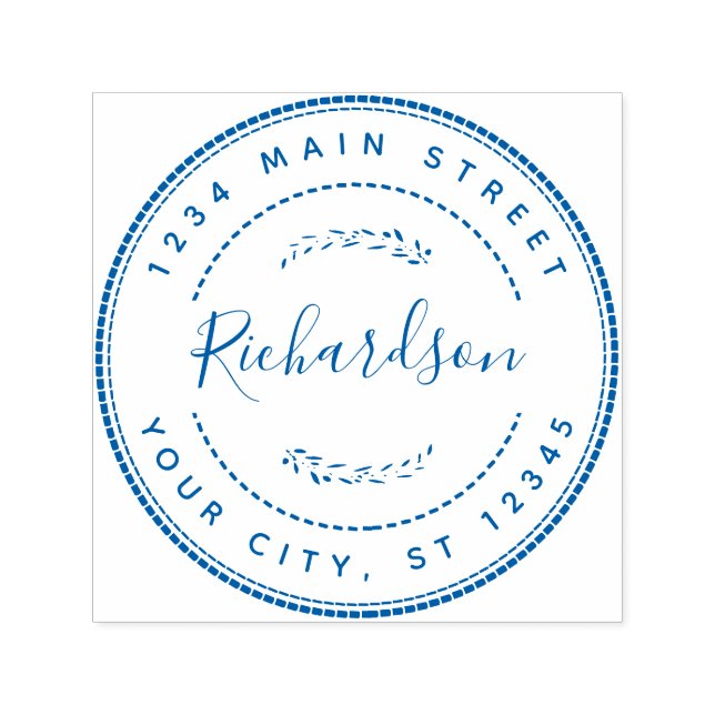 Custom Family Name Round Return Address Self-inking Stamp (Design)