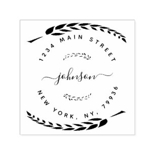 Custom Family Name Round Return Address Self-inking Stamp