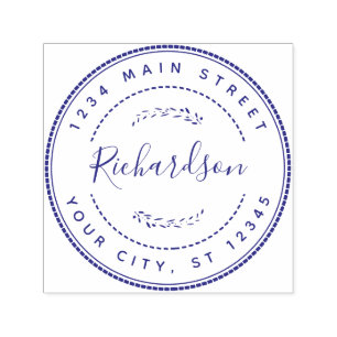 Custom Family Name Round Return Address Self-inking Stamp