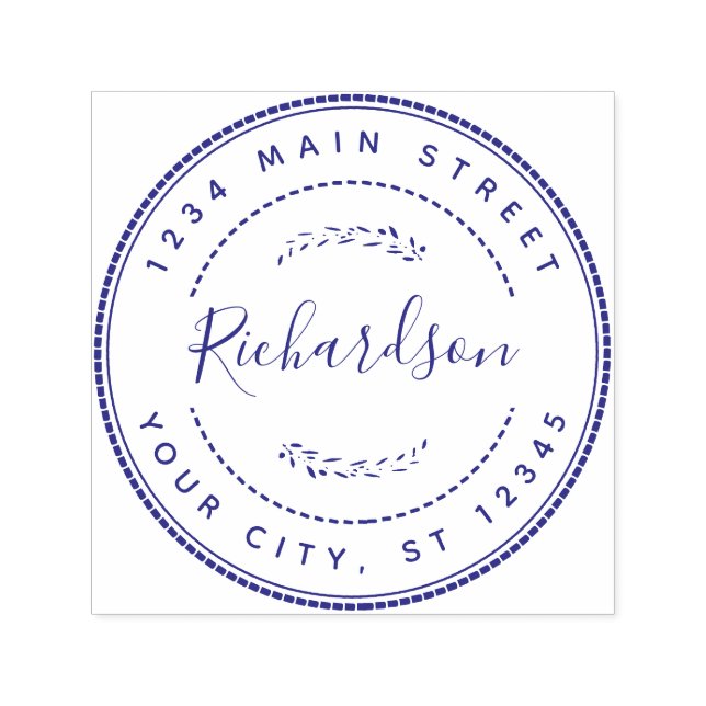 Custom Family Name Round Return Address Self-inking Stamp (Design)