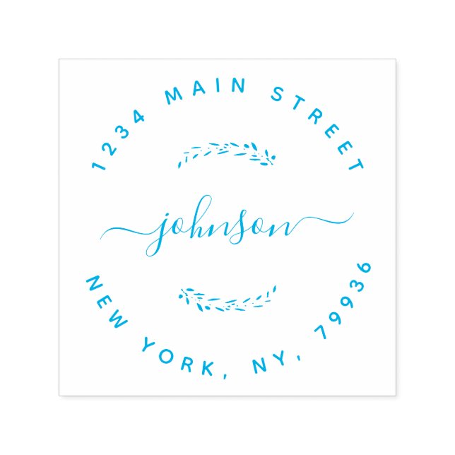 Custom Family Name Round Return Address Self-inking Stamp (Design)