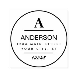 Custom Family Name Round Return Address Self-inking Stamp