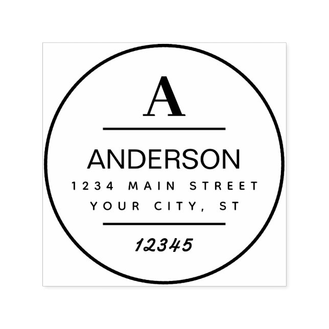 Custom Family Name Round Return Address Self-inking Stamp (Design)