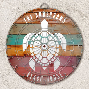 Custom Family Name Rustic Beach House Dartboard