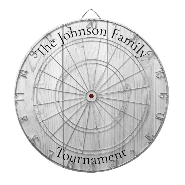 Custom Family Name Rustic Wood Look Dartboard (Front)