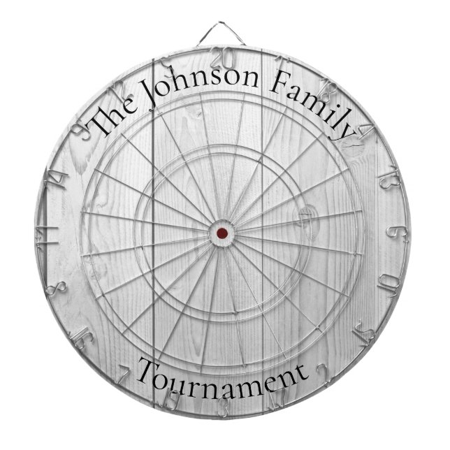 Custom Family Name Rustic Wood Look Dartboard (Front)