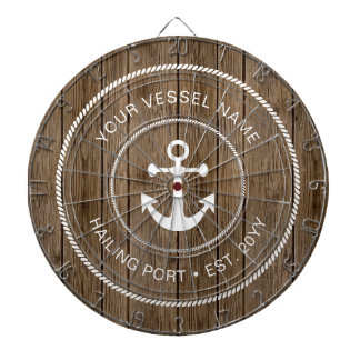 Custom Family Name Rustic Wood Nautical Anchor Dartboard